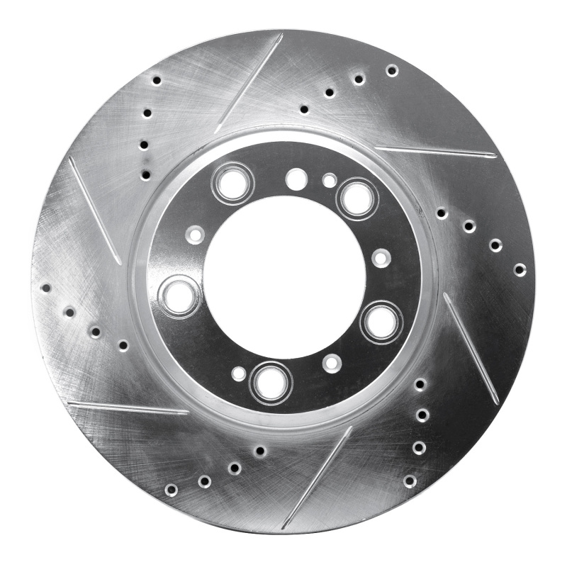 Porsche 911 Brake Rotor (1) - Right Rear - R1 Concepts - Drilled & Slotted - Silver - `99-`23